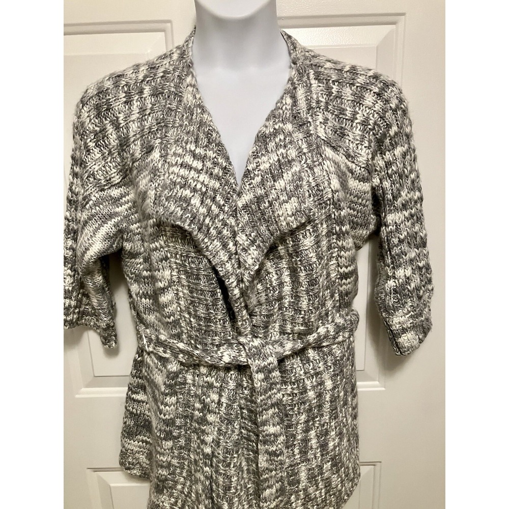 New Jones New York Sz Large Chunky Knit Cardigan Sweater Womens Gray Alpaca Wool - Picture 3 of 7